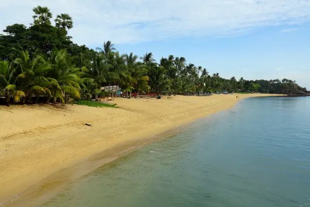 Maenam beach, Koh Samui - palm-lined golden sand and a forested headland